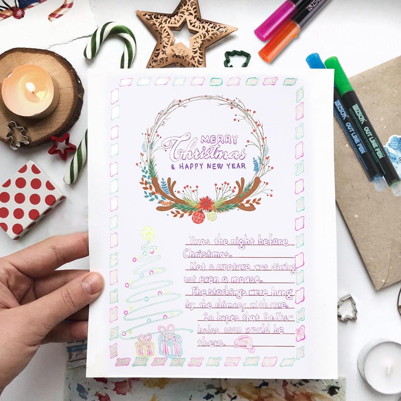 ZSCM QUALITY DECIDES THE FUTURE Stocking Stuffers, Shimmer Outline Glitter Markers, Chriatmas Stocking Stuffers Gifts Trendy Stuff, 21 Super Squiggles Metallic Glitter Pens For Chriatmas Gifts - Image 4